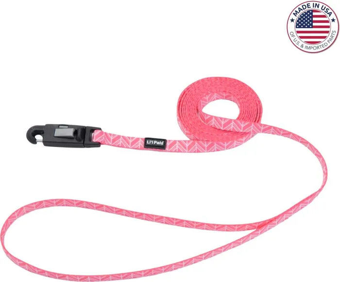 Li'l Pals Pink Tribal Chevron dog leash, 6 ft, full view