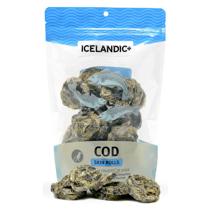 + Cod Skin Rolls Dog Treats 3-oz