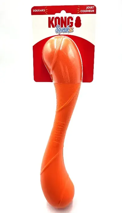 KONG Squeakz Stik Large orange packaged dog toy front