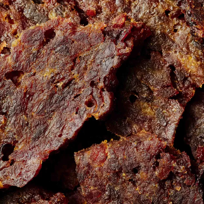 Saint Rocco's Cheeseburger Treats jerky texture close-up