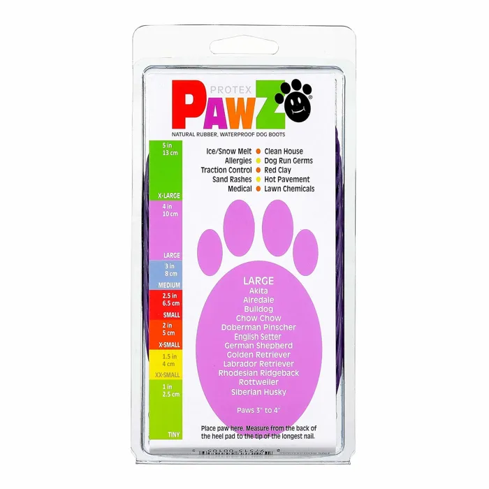 Pawz Waterproof Dog Boots large purple package back