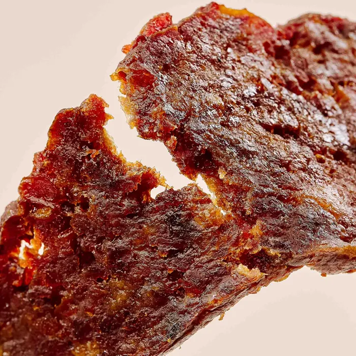 Saint Rocco's Cheeseburger Treats jerky close-up