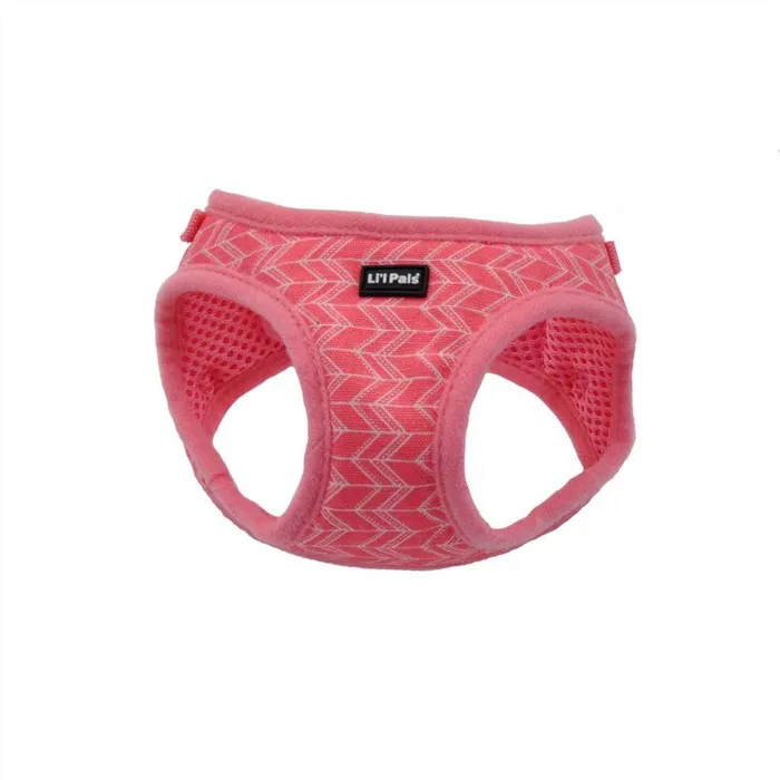 Li'l Pals canvas harness, pink tribal chevron, Small, front view