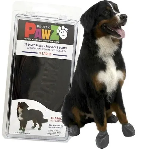 Waterproof Dog Boots, Black, 12 Count X-large