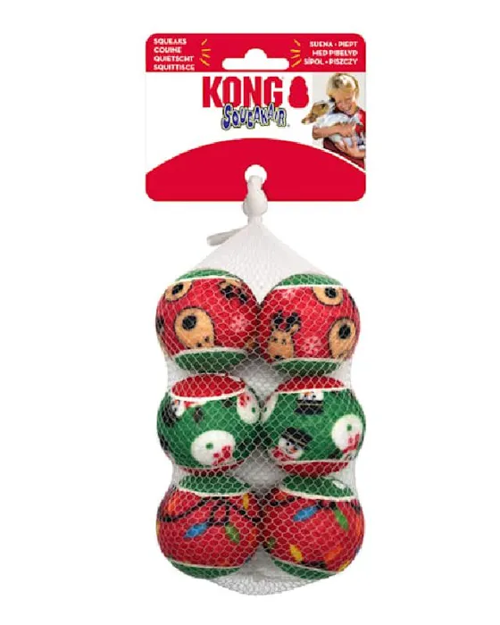 Kong Squeakair Balls 6 pk Sm Holiday