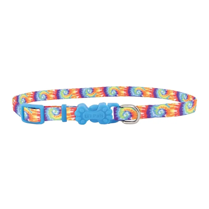 Coastal Li'l Pals Adjustable Patterned Dog Collar, Bright Tie Dye, Petite X-Small front