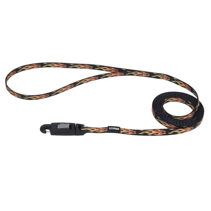Li'l Pals Flames Black dog leash with E-Z Snap